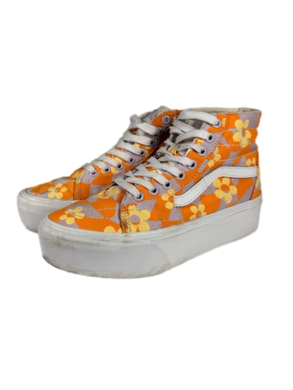 Vans | Sk8-Hi Platform Daisy Platform Sneakers in Orange & Purple White